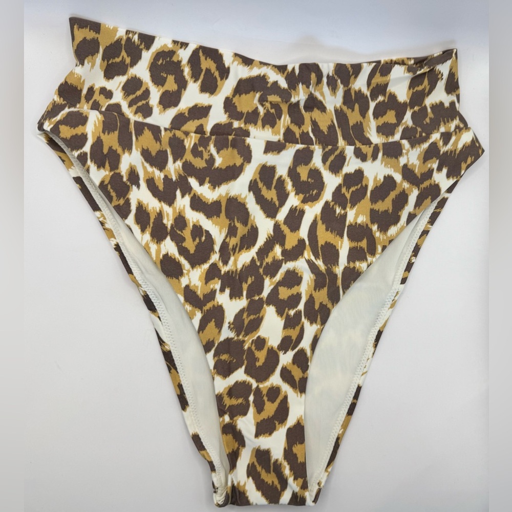 NWT Aerie High Cut Cheeky Bikini Bottom in Brown and Cream